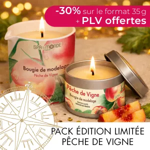 Pack bougies de modelage Pêche de Vigne • Spa du Monde - Beauty Tech®