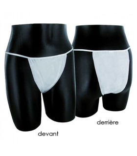 Tanga jetable blanc spunlace